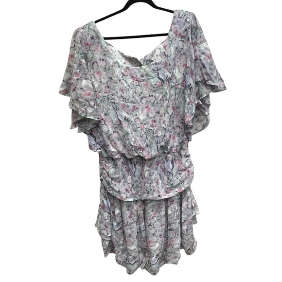 Vintage 80s drop waist flapper style dress with beautiful watercolor faces 1x - Picture 1 of 16